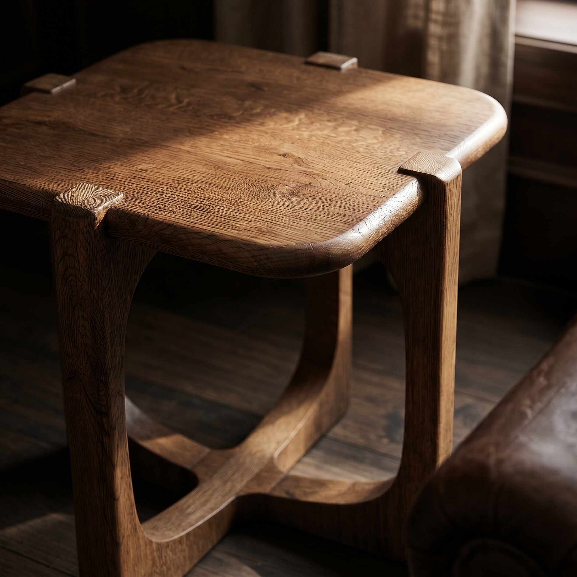 A Gramercy dining room with a walnut table and tailored upholstered chairs